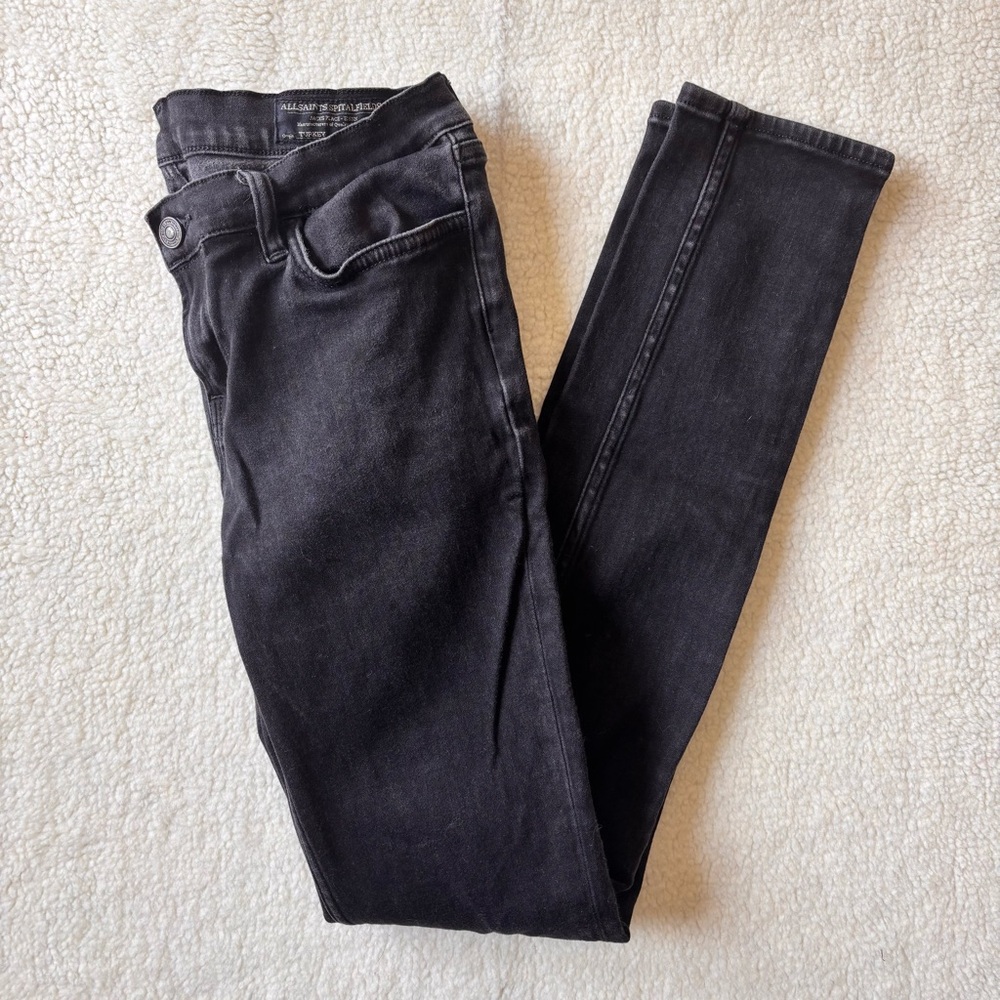 Allsaints Womens EU W32 L32 Black Low Rise Skinny Jeans Designer Stretch
